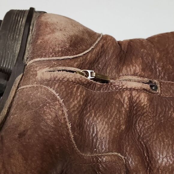 - Ugg Australia Bellevue Brown Leather Shearling Moto Boots Size 10 - Picture 3 of 9